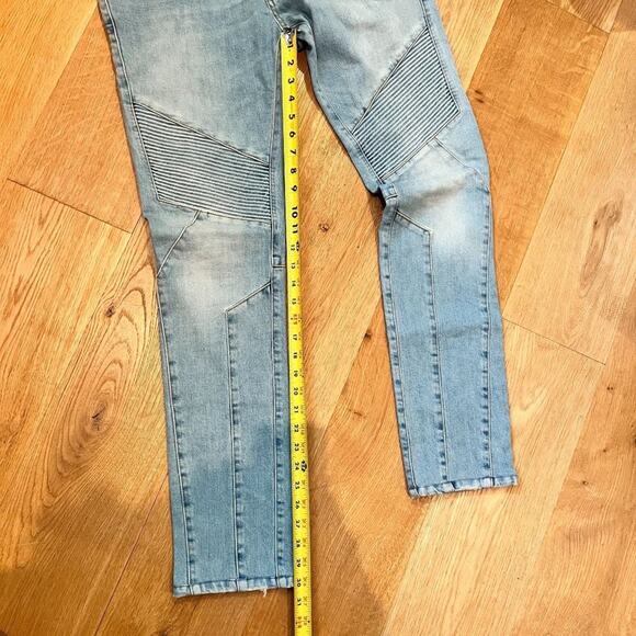 Balmain Slim Fit Biker Jeans in Faded Blue - Picture 10 of 10